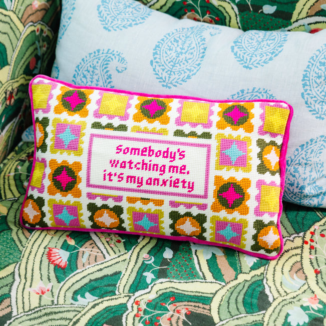 Watching Me Needlepoint Pillow - Furbish Studio