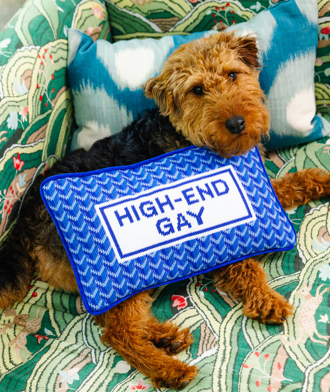 High End Gay Needlepoint Pillow - Furbish Studio
