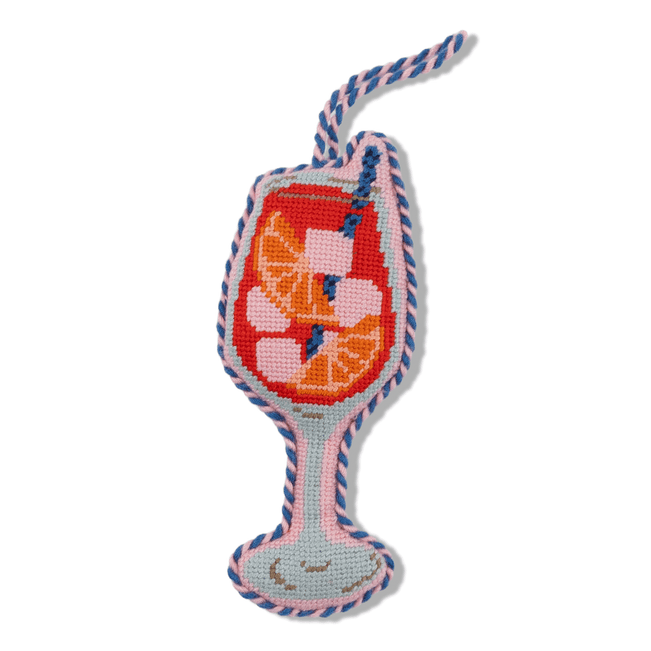 Needlepoint Icon Ornament - Aperol Spritz - Furbish Studio