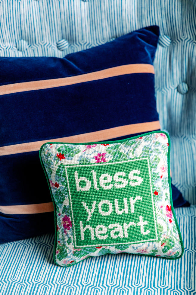 Bless Your Heart Needlepoint Pillow - Furbish Studio