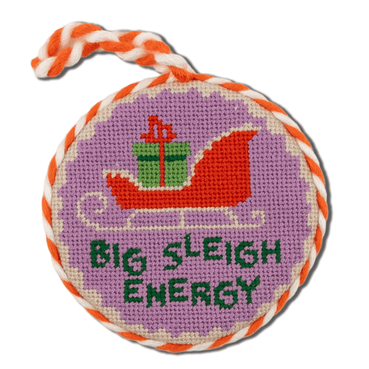Needlepoint Ornament - Big Sleigh Energy - Furbish Studio