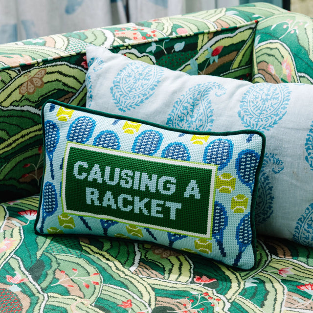 Causing A Racket Needlepoint Pillow - Furbish Studio