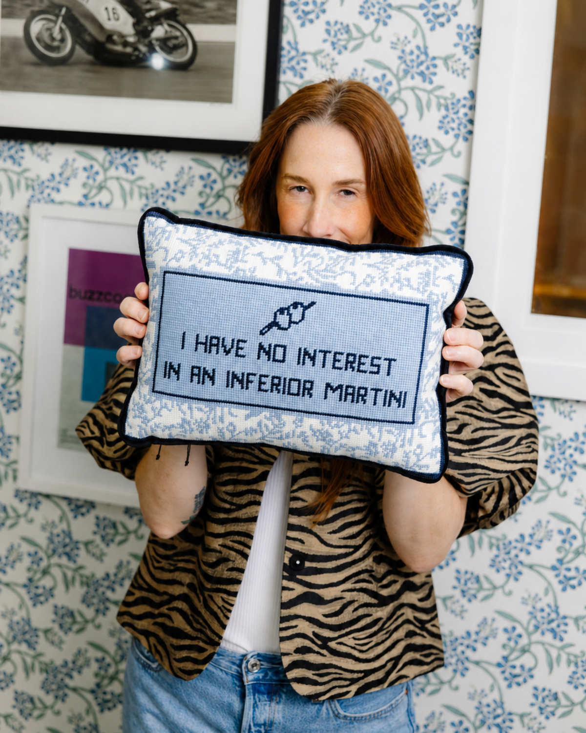 Inferior Martini Needlepoint Pillow