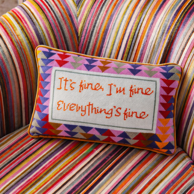 Everything's Fine Needlepoint Pillow - Furbish Studio