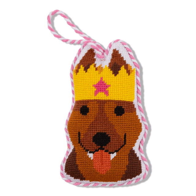 Needlepoint Icon Ornament - German Shepherd - Furbish Studio