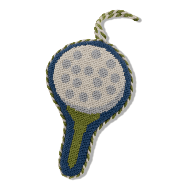 Needlepoint Icon Ornament - Golf Ball & Tee - Furbish Studio