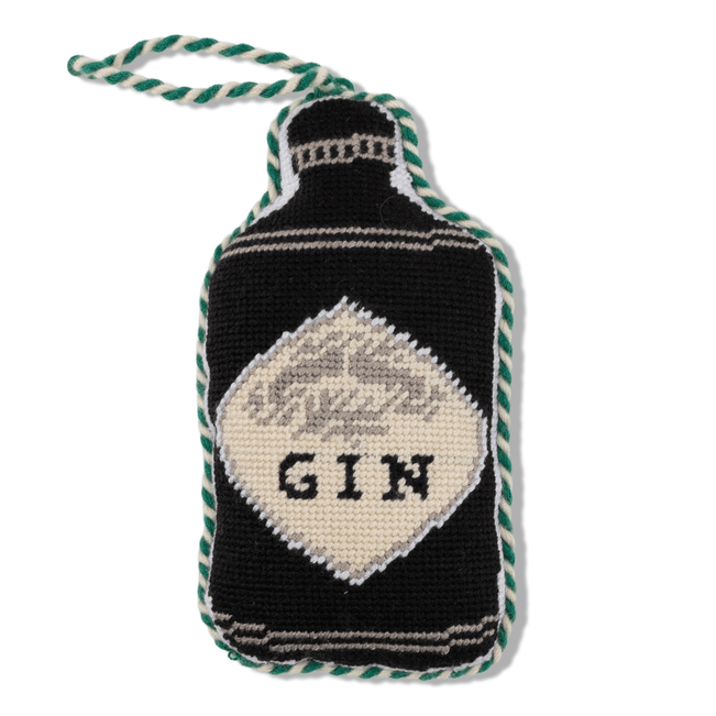 Needlepoint Icon Ornament - Gin Bottle - Furbish Studio