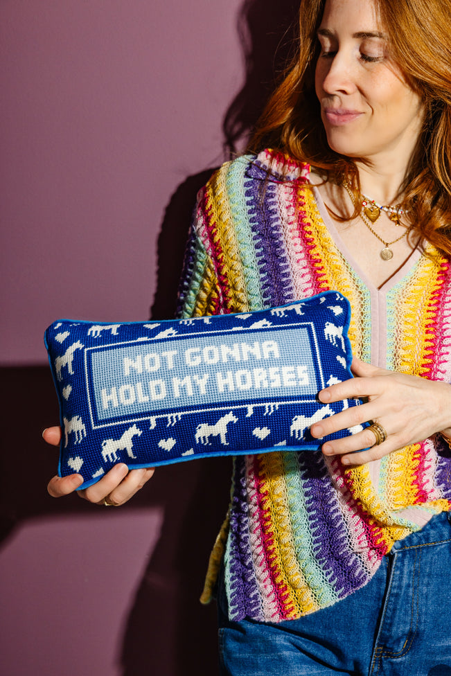 Hold My Horses Needlepoint Pillow - Furbish Studio