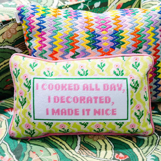Made it Nice Needlepoint Pillow - Furbish Studio