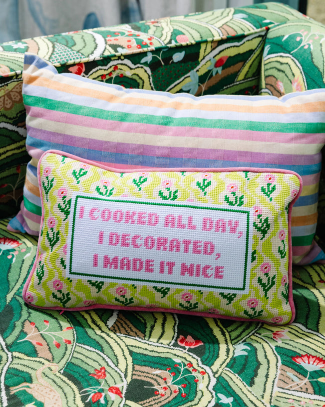 Made it Nice Needlepoint Pillow - Furbish Studio
