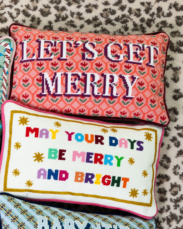 Let's Get Merry Needlepoint Pillow - Furbish Studio