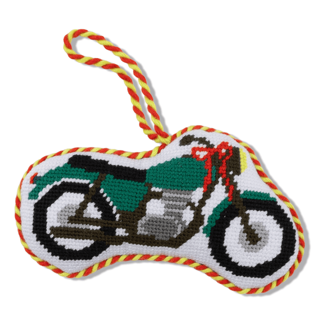 Needlepoint Icon Ornament - Motorcycle - Furbish Studio