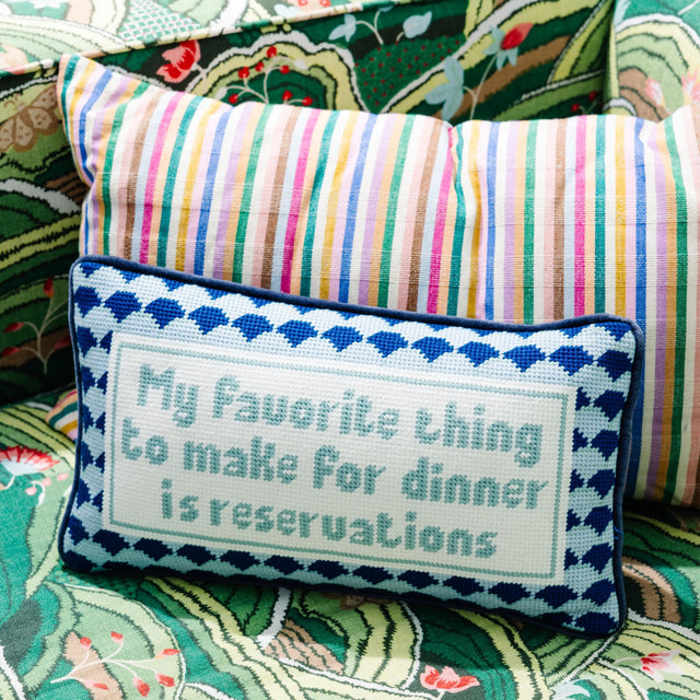 Reservations Needlepoint Pillow - Furbish Studio