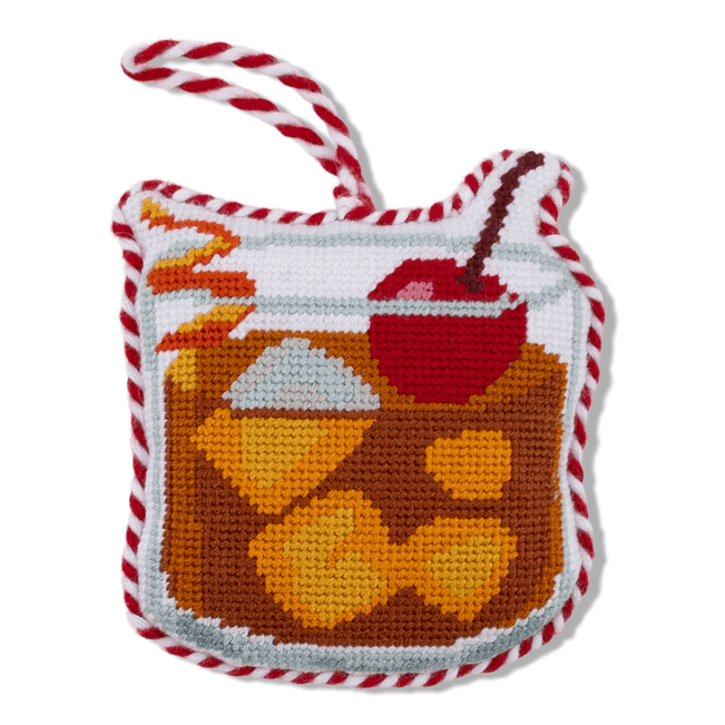 Needlepoint Icon Ornament - Old Fashioned - Furbish Studio