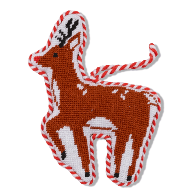 Needlepoint Icon Ornament - Reindeer - Furbish Studio