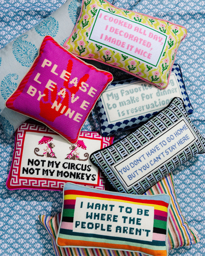Can't Stay Here Needlepoint Pillow - Furbish Studio