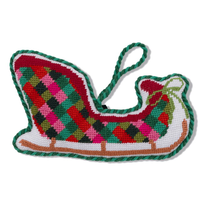 Needlepoint Icon Ornament - Sleigh - Furbish Studio