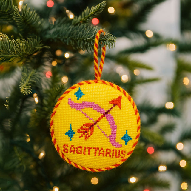 Needlepoint Zodiac Ornament - Sagittarius - Furbish Studio