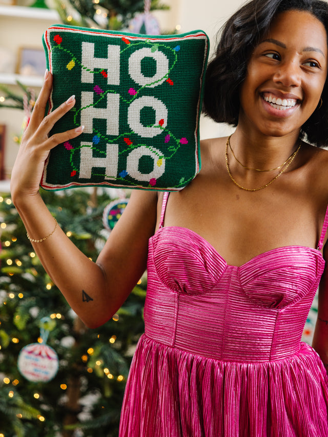 Ho Ho Ho Needlepoint Pillow - Furbish Studio