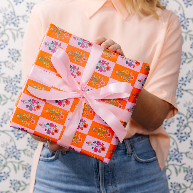 Wrapping Paper Sheets - Floral Check - Furbish Studio