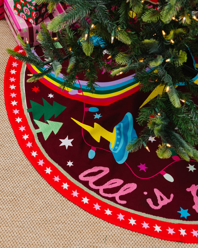 All Is Bright Embroidered Tree Skirt - Furbish Studio