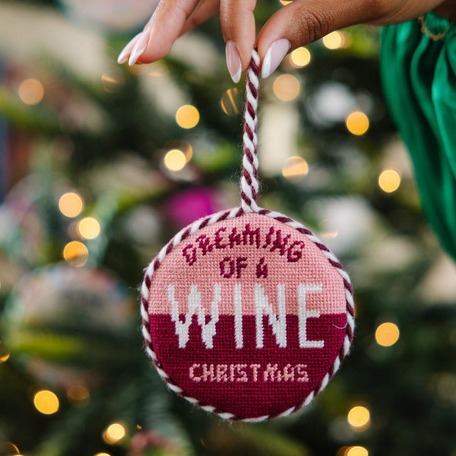 Needlepoint Ornament - Wine Christmas - Furbish Studio