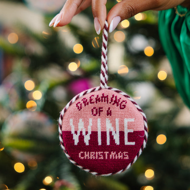 Needlepoint Ornament - Wine Christmas - Furbish Studio
