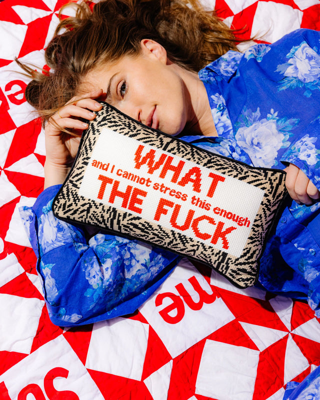 WTF Needlepoint Pillow - Furbish Studio