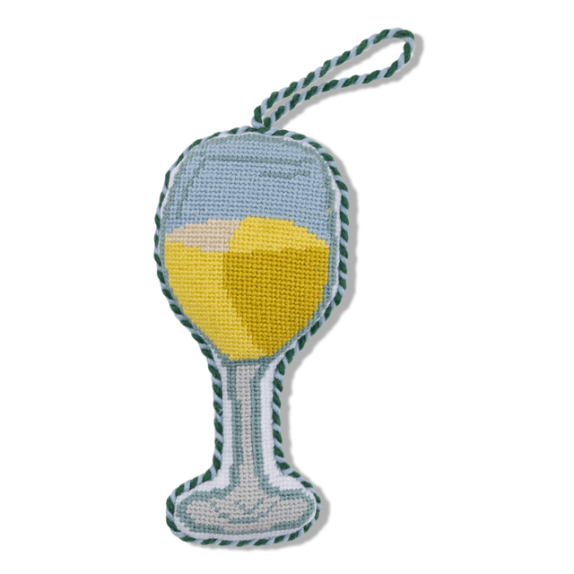 Needlepoint Icon Ornament - White Wine - Furbish Studio