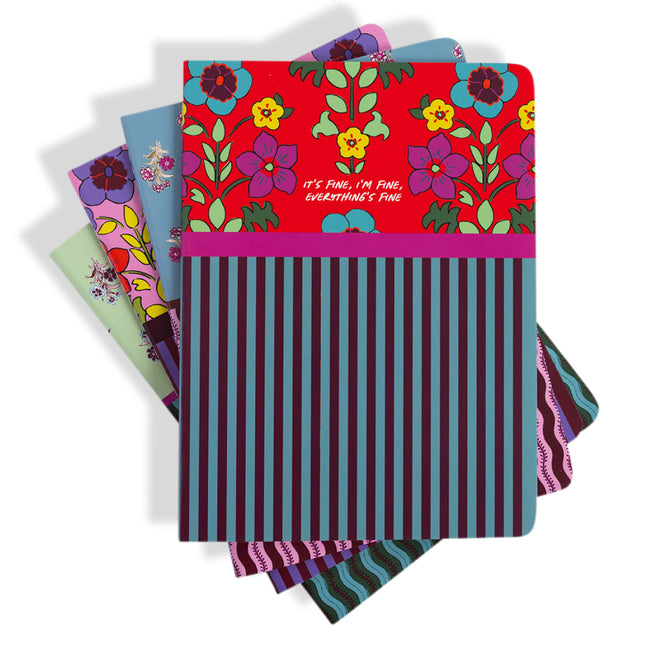Stitched Notebook S/4 - Floral Stripes - Furbish Studio