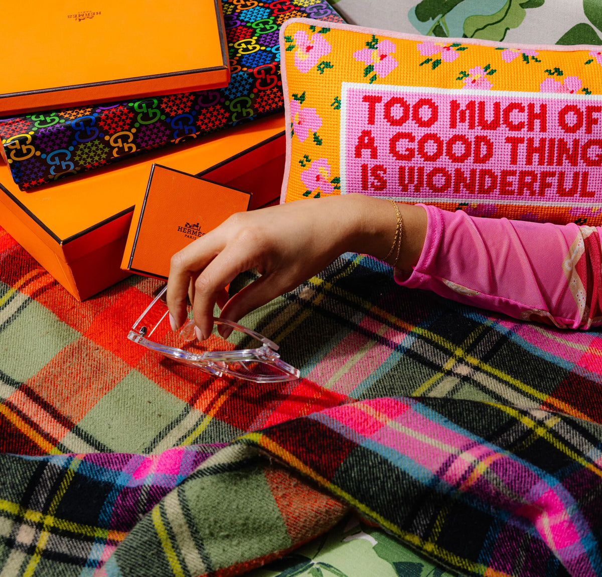 Too Much Needlepoint Pillow - Furbish Studio