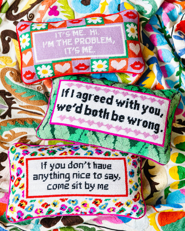Come Sit By Me Needlepoint Pillow - Furbish Studio