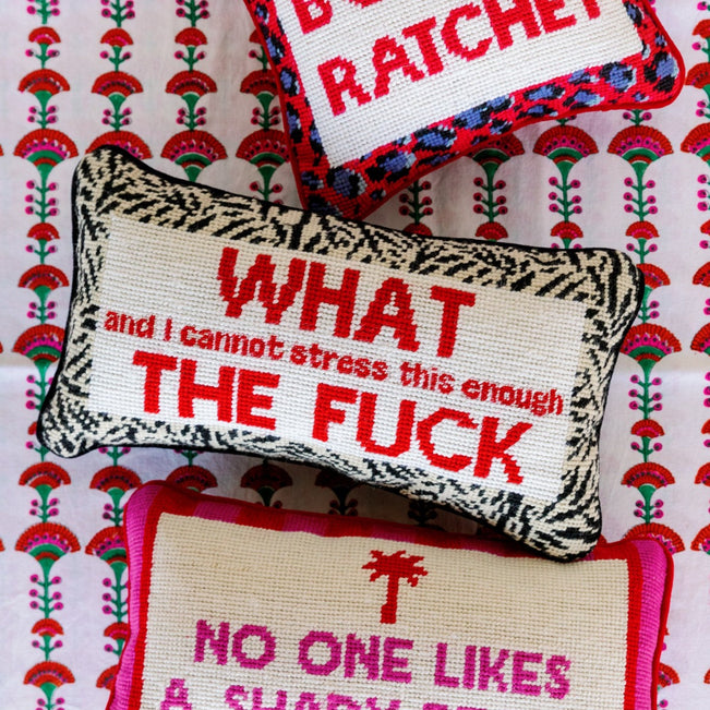 WTF Needlepoint Pillow - Furbish Studio